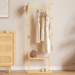 Solid Wood Open Clothing Rack, Coat Rack Freestanding, Multi-function Clothing Storage Rack, Bedroom Storage Rack, Garment Rack for Entrance, Living Room, Bedroom(Natural)