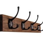 Coat Hooks Wall Mounted, Wooden Hat Rack with 4 Hooks for Entryway, Bathroom,Bedroom(Brown)