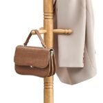 Solid Wood Coat Rack and Stand, Free Standing Hall Coat Tree with 10 Hooks for Hats, Bags, Purses, for Entryway, Hallway, Rubberwood, Natural Beige