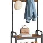 Coat Rack, Hall Tree with Shoe Bench for Entryway, Entryway Bench with Coat Rack, 4-in-1, with 9 Removable Hooks, a Hanging Rod, 13.3 x 28.3 x 72.1 Inches, Rustic Brown and Black