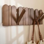 Wall Coat Rack for Entryway: Wooden Modern Heavy Duty 6 Hooks Retractable Wall Mounted for Small Spaces Hallway Bathroom Bedroom for Hanging Jacket Towel Backpack Bag